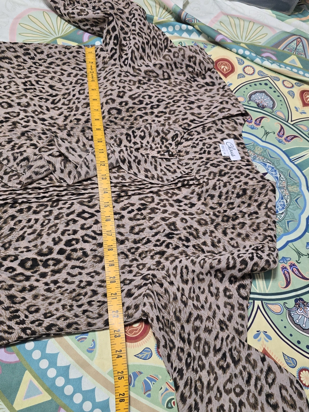 Leopard Print Ruffle Front Blouse - Neutral Animal Print - Picture 7 of 8